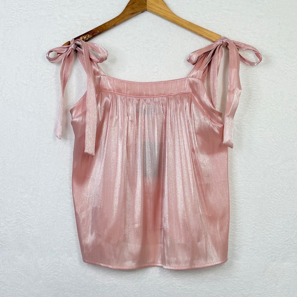 Loungeable Pink‎ Metallic Shimmer Tie Shoulder Camisole Top US 8 NEW